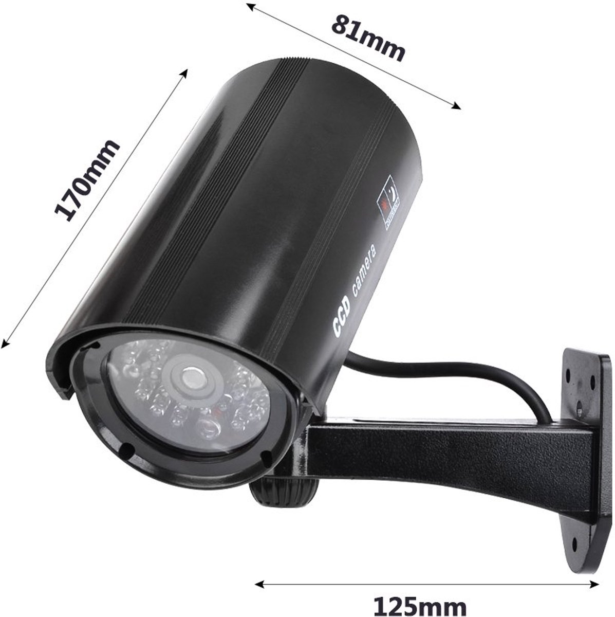 SnelShoppen - 2 Stuks Dummy Camera, Nep Imitatie CCTV Beveiligingscamera met Rood Knipperend LED Licht, Draadloze Wandmontage voor Thuis & Bedrijf, Bi
