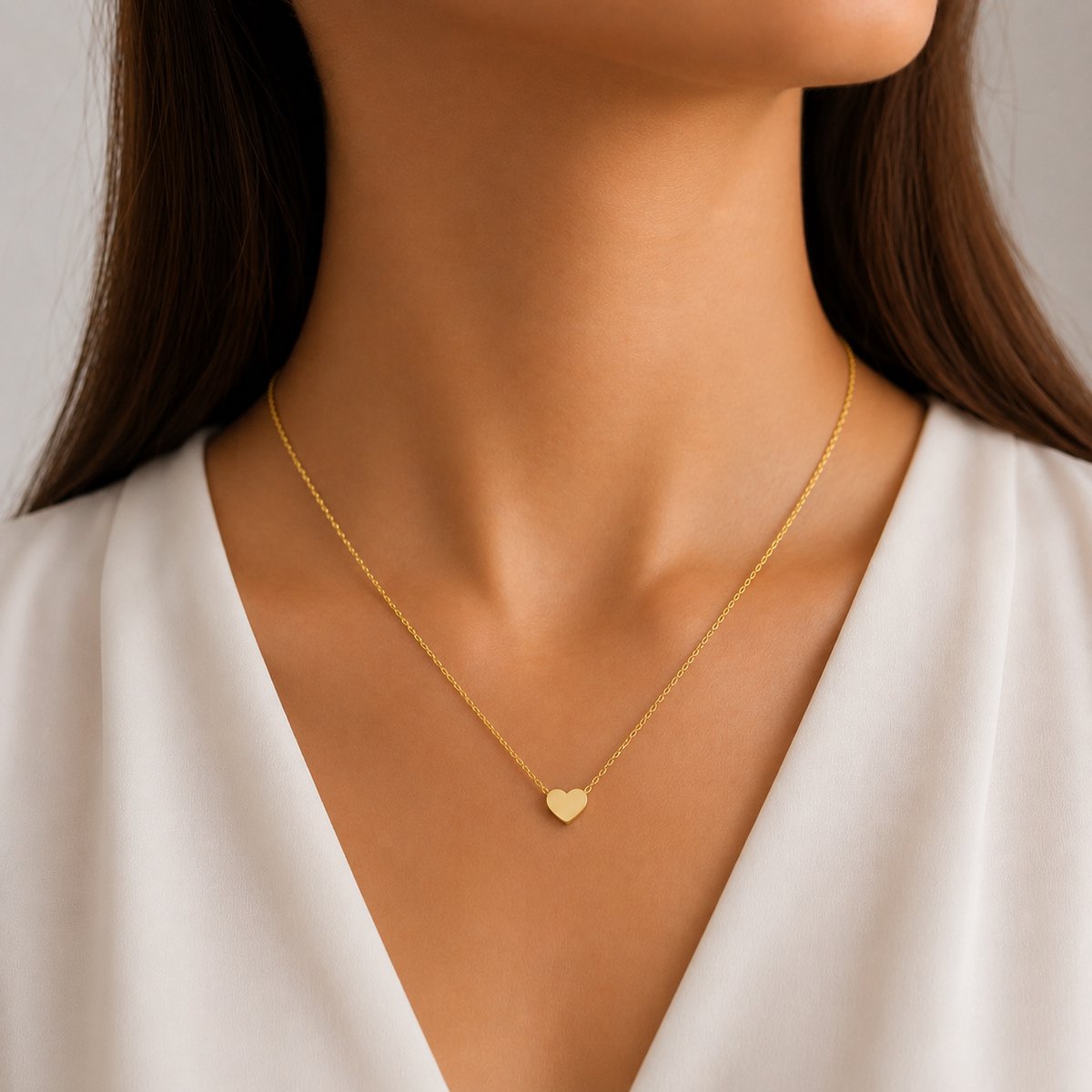 Engravia by Derya – Luxe Hart Ketting Dames – Roestvrij Staal – Verstelbaar 45 cm – Minimalistisch Hart Design – Goudkleur – Cadeau voor Vrouw, Verjaardag, Valentijn & Moederdag