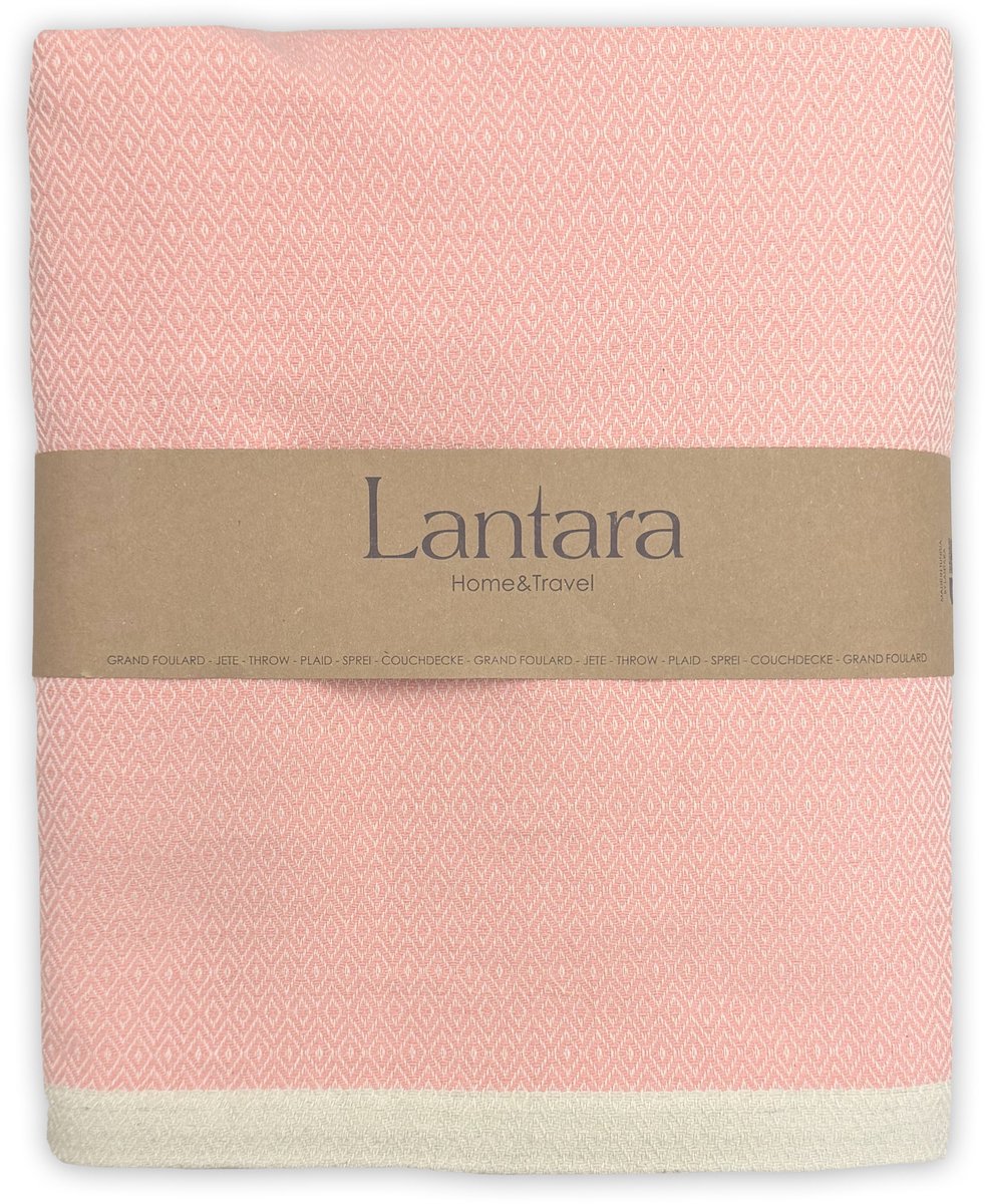 Lantara Diamant - Plaid Grand foulard - Roze - 190x280cm - GERECYCLED KATOEN