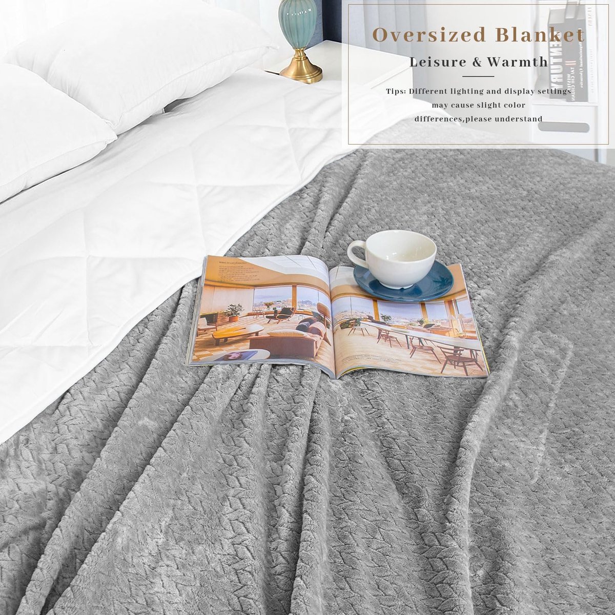 SnelShoppen - Extra Zachte Fleece Deken 150 x 200 cm - Lichtgewicht Flanellen Deken Oeko-TEX® Gecertificeerd - Pluche Sofa Deken Lichtgrijs voor Bed,