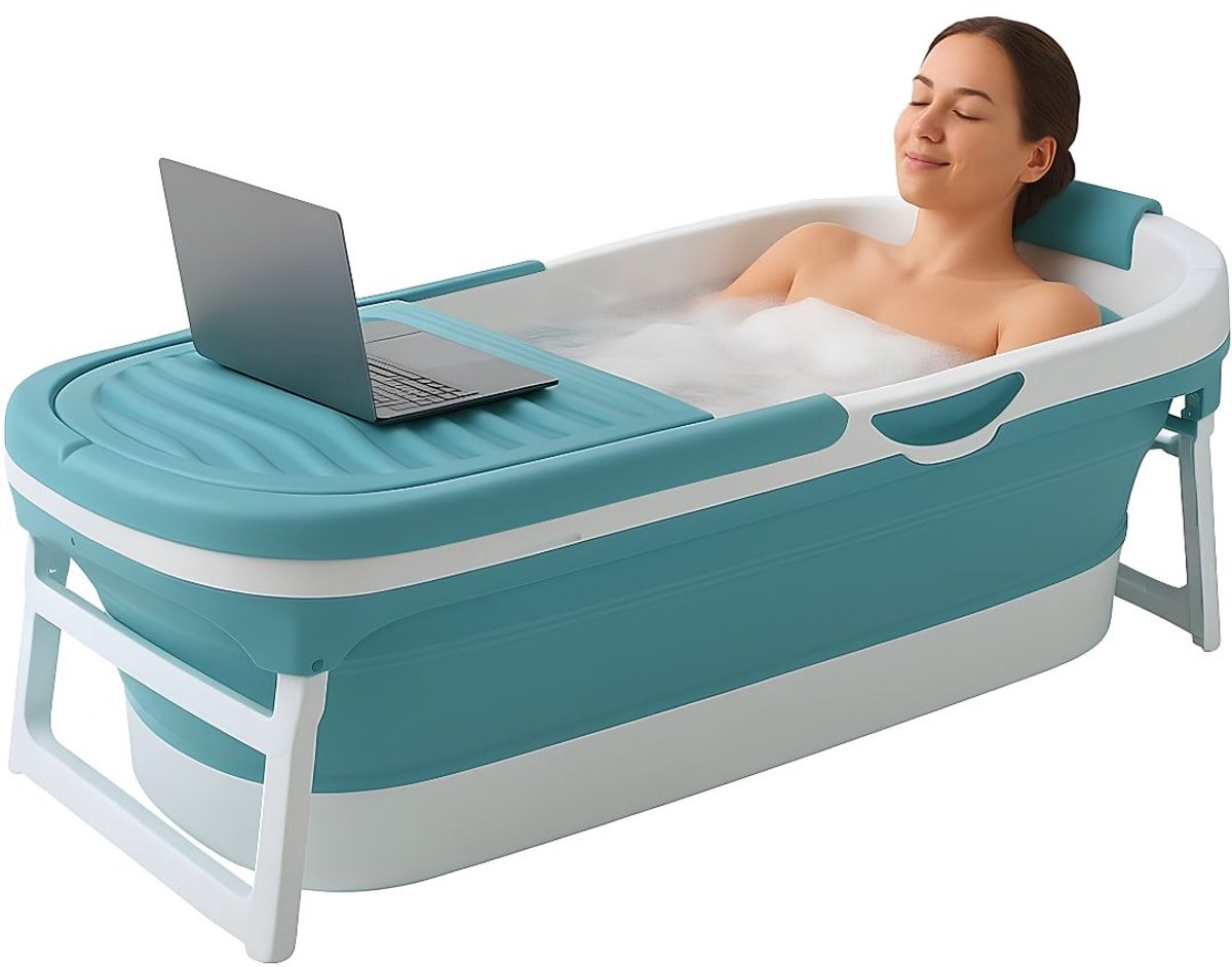 NIVA® Opvouwbaar Bad - Opvouwbaar Zitbad XXL - Comfortabel Zitbad - Blauw - 158cm x 60cm x 53cm