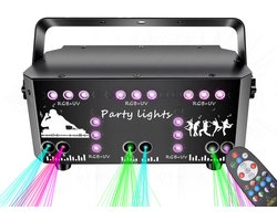 Feestlaserlamp - 21 gaten - met UV-stroboscoop - DMX DJ-discoprojector - met stroboscoop, DJ-projector en RGB LED-verlichting - geschikt voor Halloween, Kerstmis en clubs