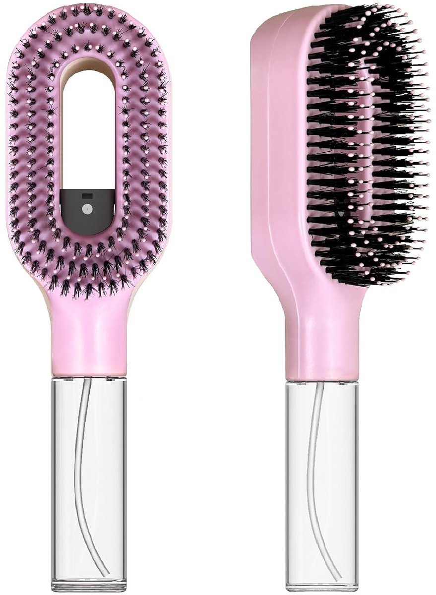Ontklitborstel met Ingebouwd Spray - 2-in-1 - Voor Nat en Droog Haar - Krullend - Golvend en Stijl - Antiklit en Anti-Frizz - 50 ml - Roze