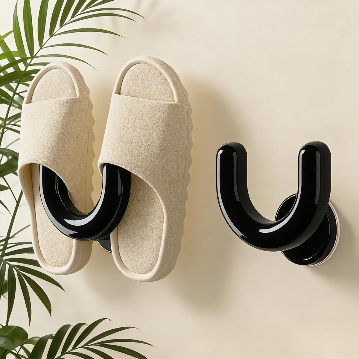 2 Stuks schoenenrek deur - Slipperhouder voor Badkamer - Zonder Boren Wandgemonteerde Douche Organizer met Zuignap - Ruimtebesparende Pantoffelhouder voor Handdoeken en Badkameraccessoires - Zwart