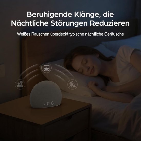Wekker met Licht - Natuurlijke Alarmklok - Rustig Ontwaken - Simuleert Zonsopkomst - L - Klassiek Wit — afbeelding 5