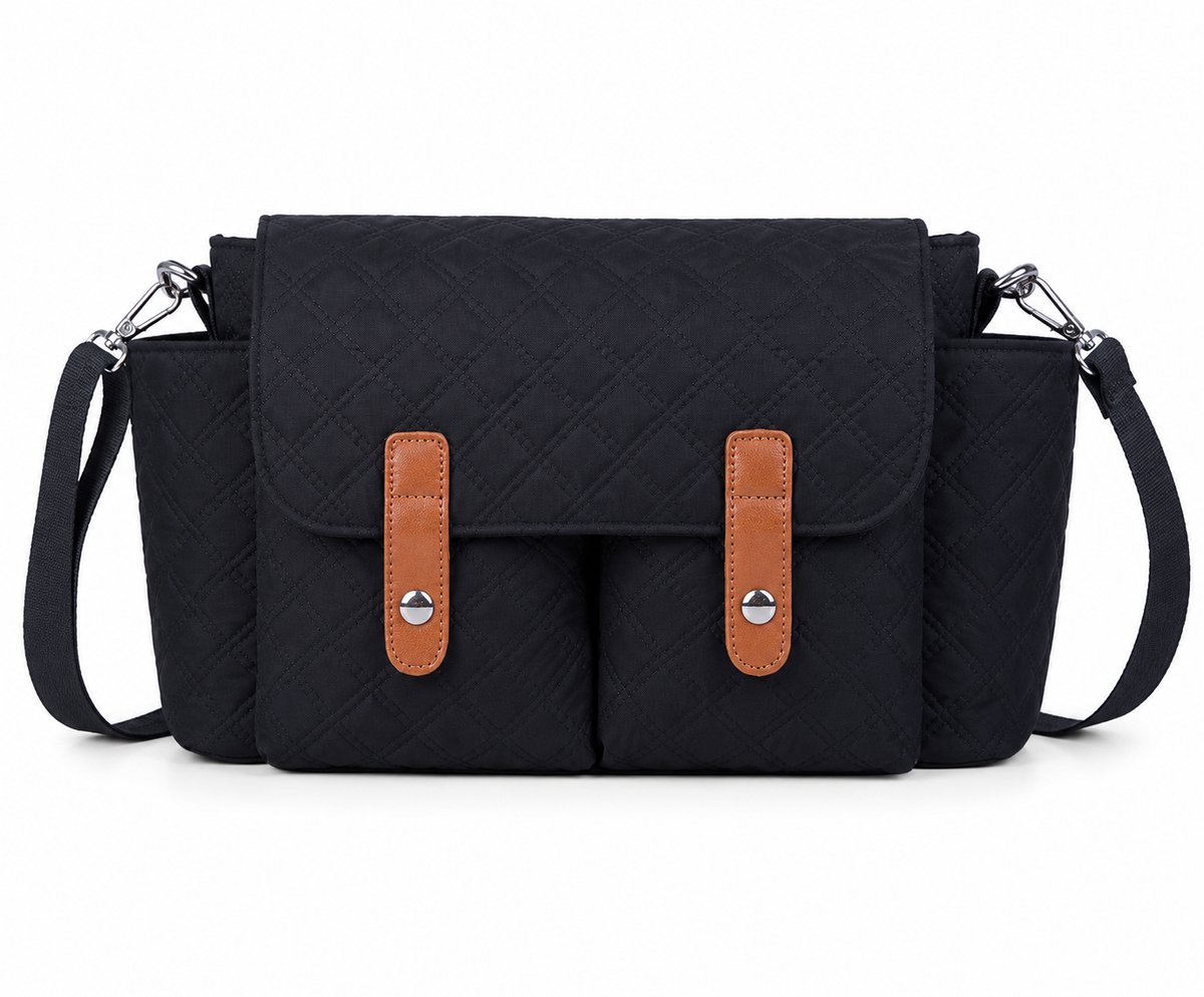 Kinderwagen Organizer – Luiertas voor Kinderwagen – Universele Kinderwagen Tas – Baby Tas met Veel Vakken – Verstelbare Klittenbandbevestiging – Waterafstotend – Zwart