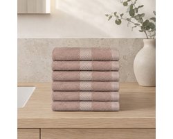 The Linen Room Gastendoekjes – 30 x 30 cm – Set van 6 – 100% Katoen – 600 GSM Dubbelgetwijnd 20/2 Garen – OEKO-TEX® – Zacht & Absorberend – Oudroze