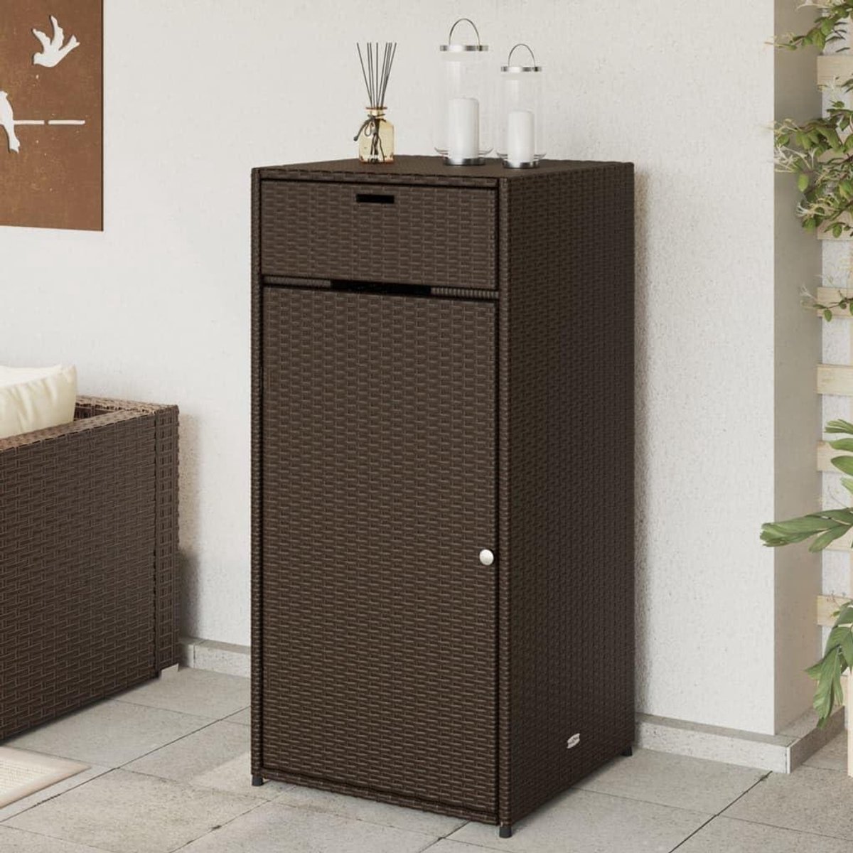Opbergkast Tuin - Buitenopslag - Netjes Opbergen - Weerbestendig Materiaal - 55 x 55 x 111 cm - Bruin