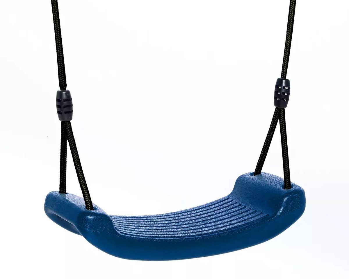 Dice - Kunststof Schommelzitje Blauw - Zwart Gevlochten Touw