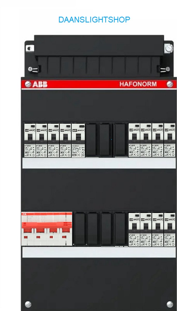 ABB 3-fase groepenkast – 13 lichtgroepen – EMAT aardlekautomaten 30mA – ABB 4 polige hoofdschakelaar – Kracht lichtgroepenkast 13 groepen