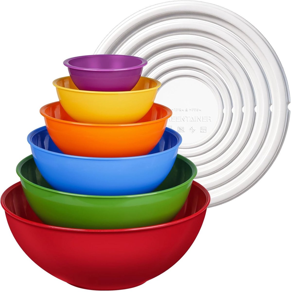 Kleurige Mengkommen Set van 12 Stuks met Deksel - Nestbare Bereidingskommen, Geschikt voor Magnetron en Vriezer, Ideaal voor Keuken en Koken