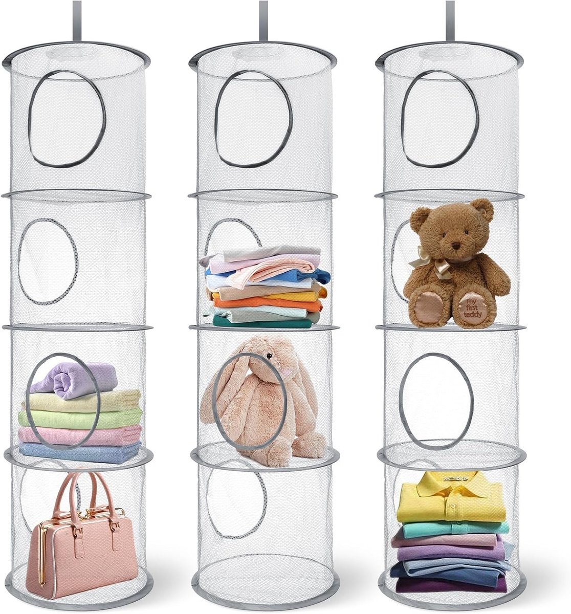Opvouwbare Opbergnet voor Knuffels - 4 Laags Hangend Mesh Organiser - Ruimtebesparende Oplossing voor Speelgoed en Kleding