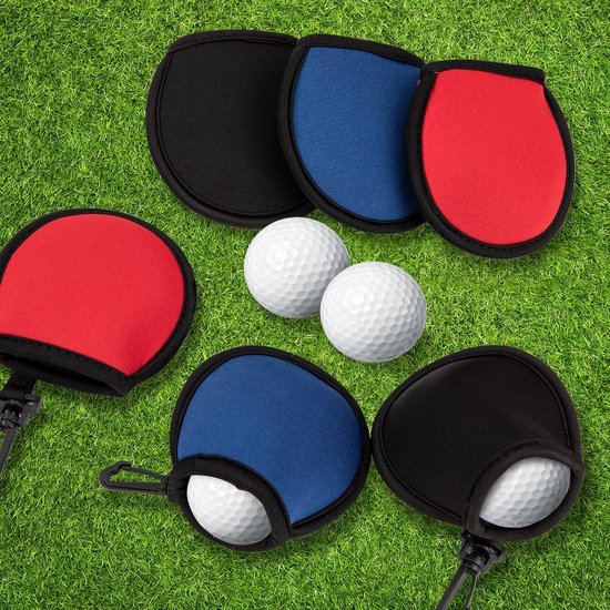 Draagbare Golfbal Reinigingszak, Set van 6, Ideaal voor Golfcart en Golfbag, Efficiënte Schoonmaakoplossing voor Golfballen in Rood, Blauw en Zwart — afbeelding 3