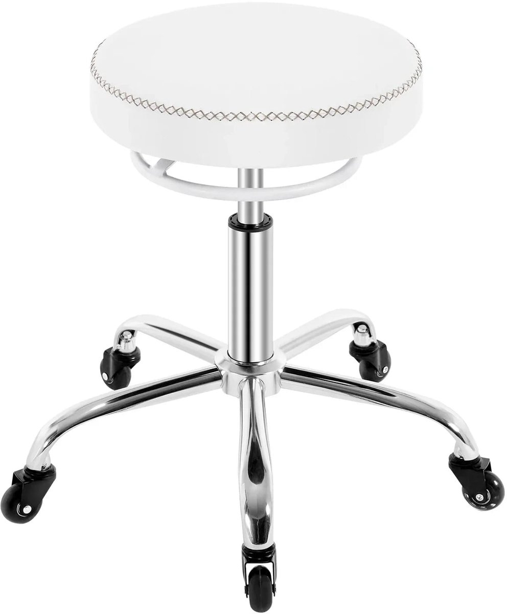 Werkkruk draaibaar Wit - Ergonomische hoogteverstelling - Comfortabel en stabiel - 49x49x46-58 cm