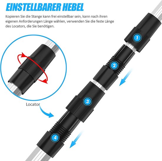 Schepnet Telescoop - Vangnet Opvouwbaar - Vissen Vangen - Roestvrij staal steel - 150 cm - Zwart Grijs — afbeelding 4