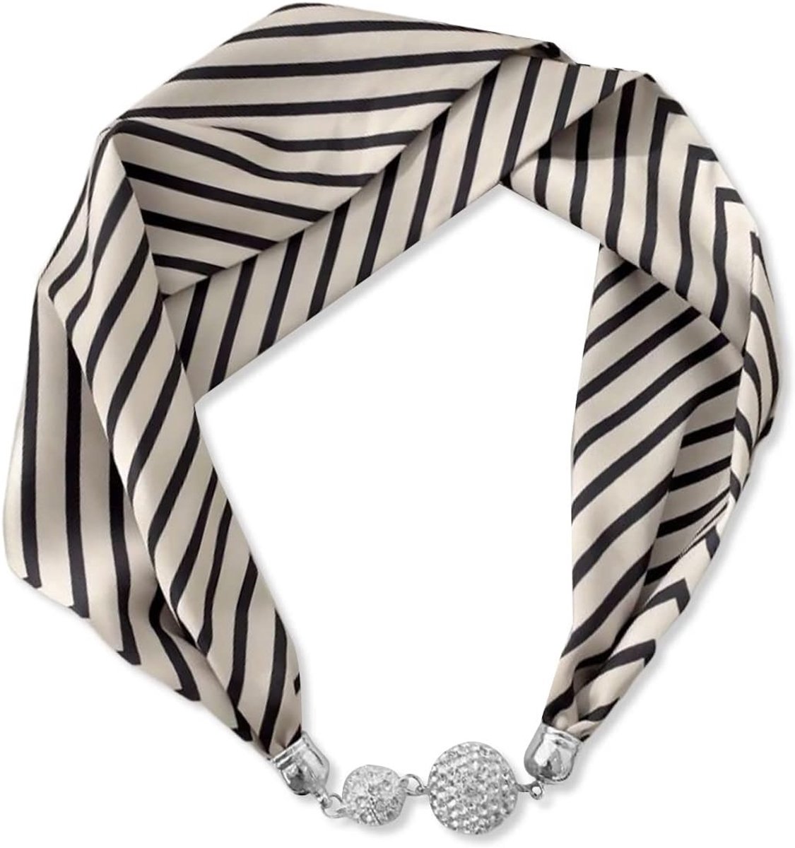Vrouwen Zijden Sjaal met Magnetische Gesp en Strass - Elegante Halsdoek en Sleutelbeen Hanger voor Stijlvolle Outfit