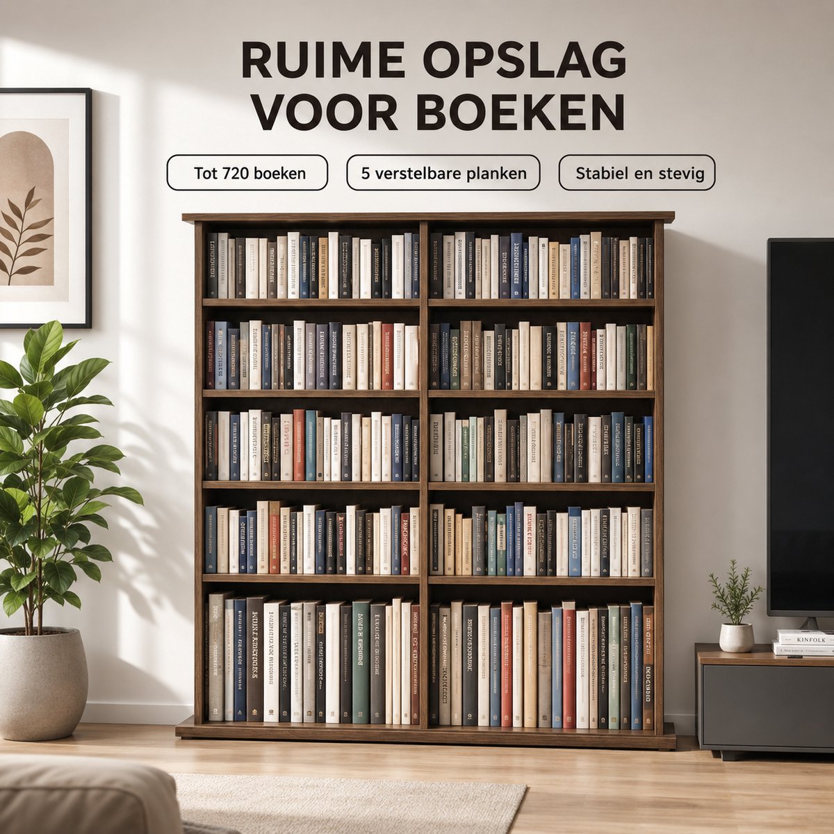 Parasha Nova Boekenkast - Opbergruimte voor boeken met 16 compartimenten en 12 planken