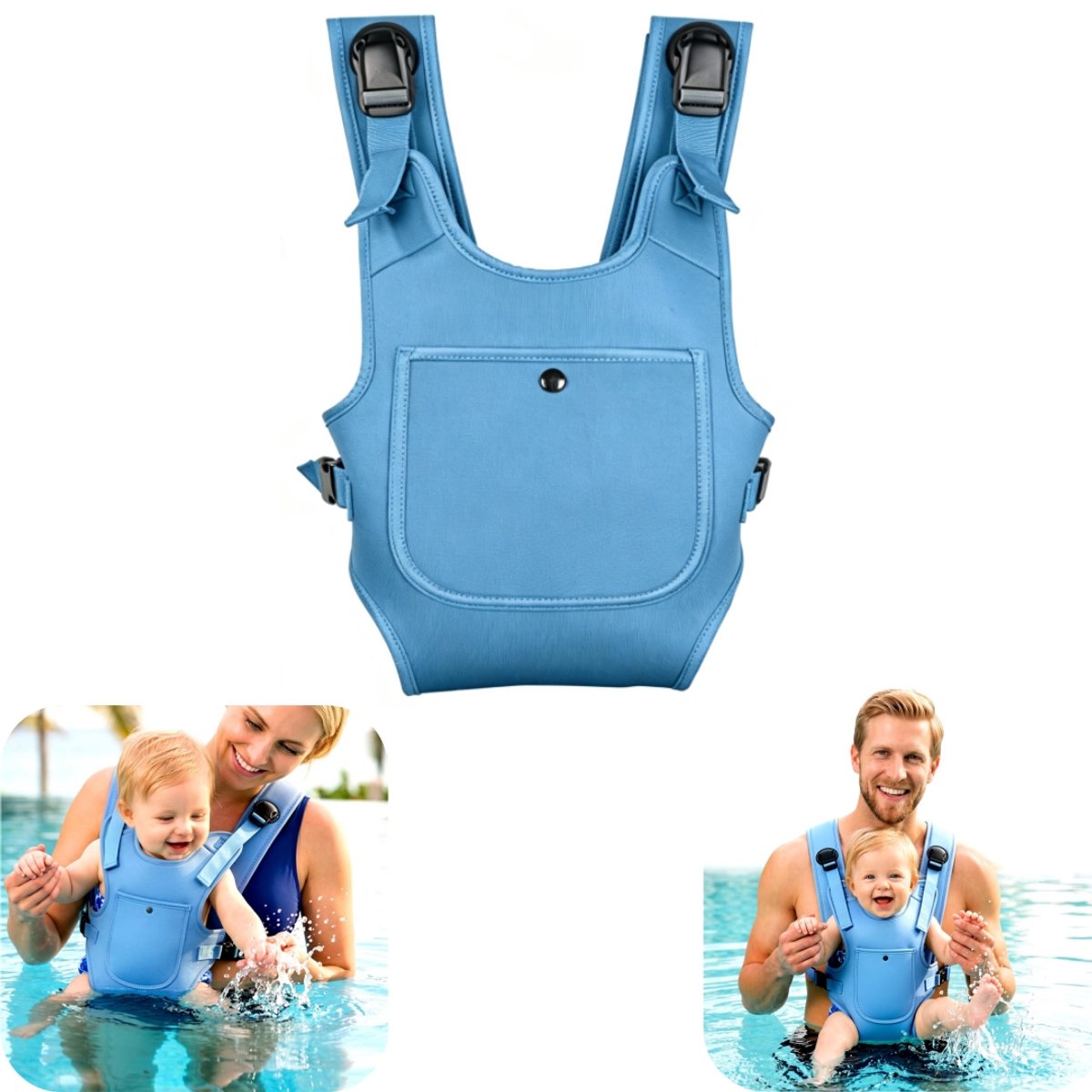 Draagband - baby draagzak - zwem draagzak - reis draagzak - draagbaar - comfortabel - sterk draagvermogen - outdoor accessoire - geschikt voor peuters, zwemmen, wandelen (blauw, 30*22cm)
