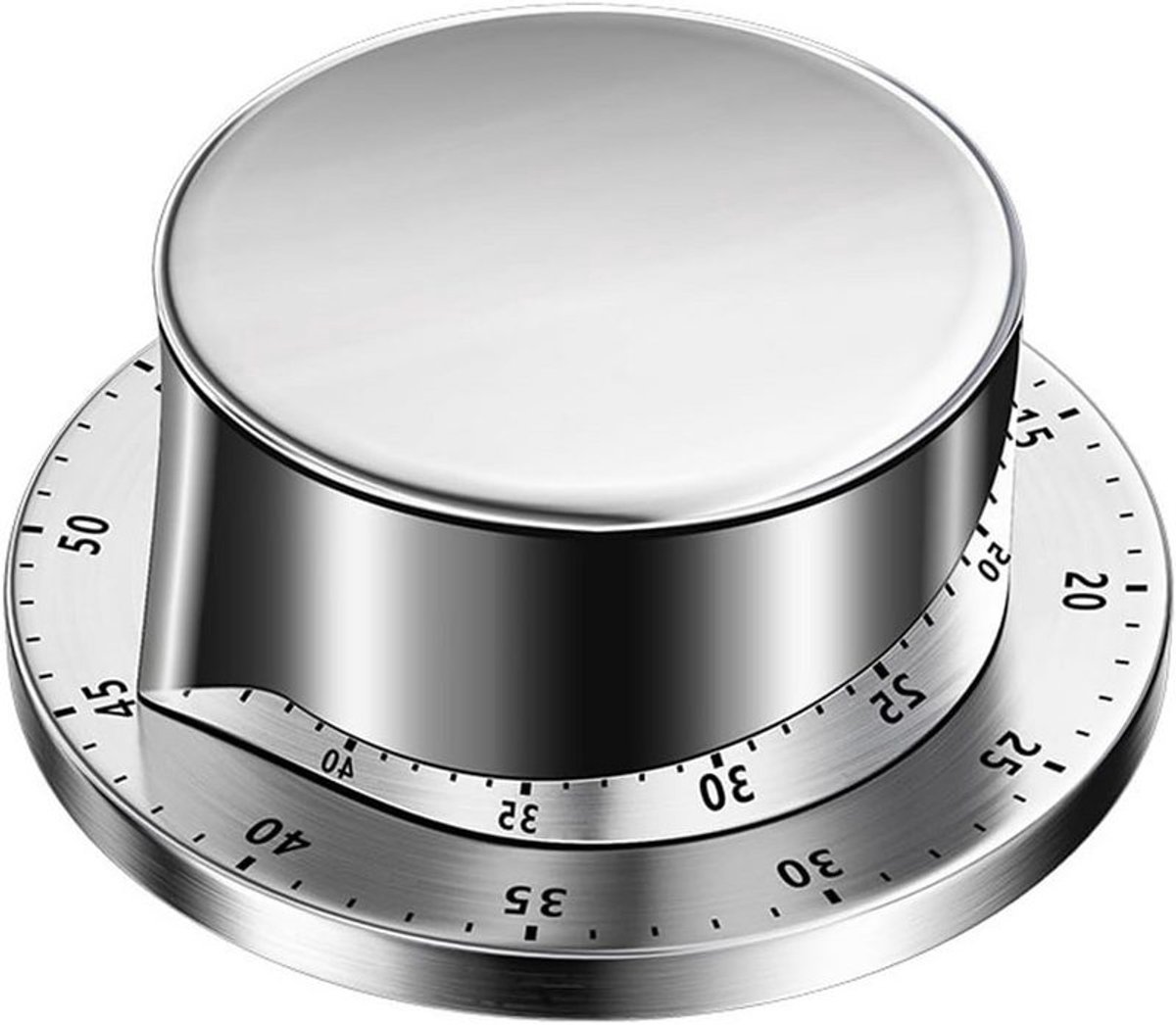 Mechanische eierwekker, keukentimer, magnetisch, met wekker, gemaakt van roestvrij staal.