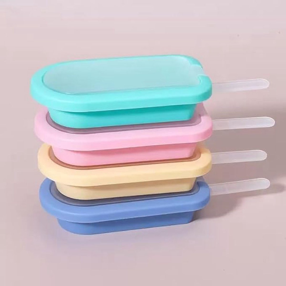 Siliconen ijsvormen set van 4 mini-ijsblokjes - stapelbaar - meerkleurig - BPA-vrij - ShopVlot