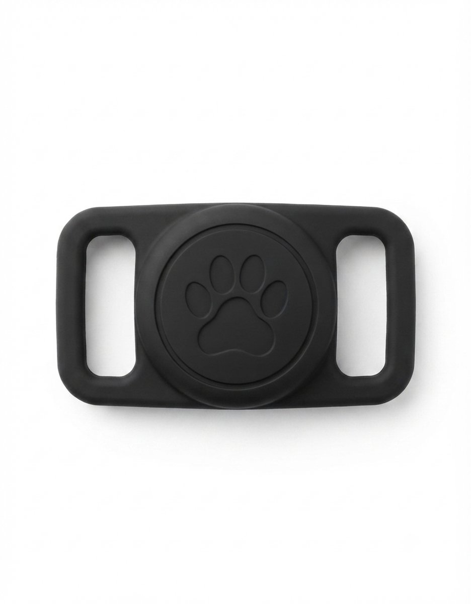 Silicone AirTag Huisdier Houder met Beschermfolie – Voor Katten- en Hondenhalsband (Zwart)