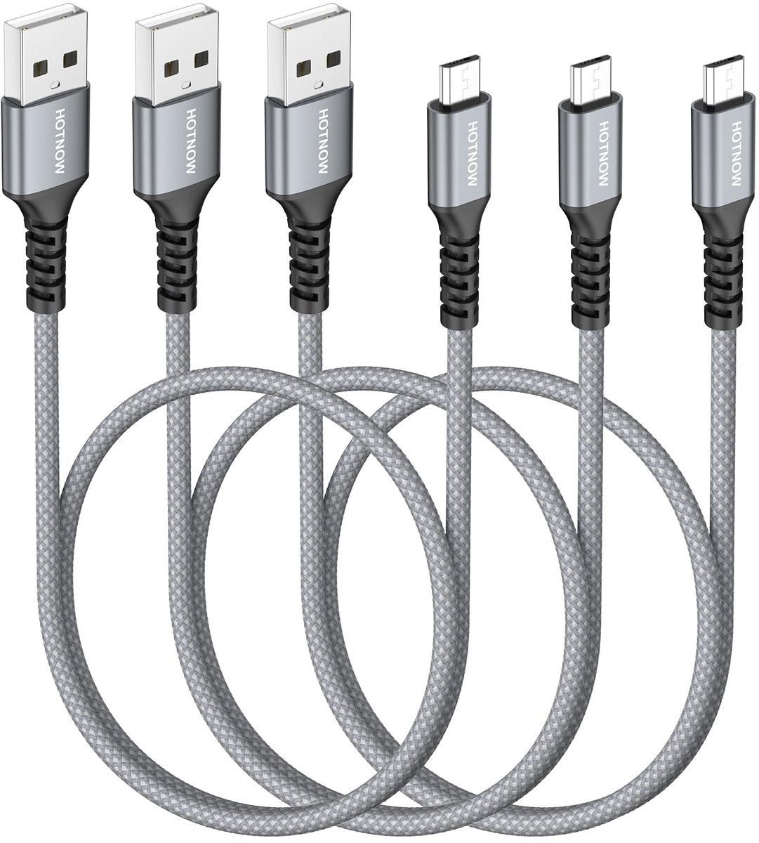 Micro USB-kabel 0,46 m 3Pack - gevlochten nylon - snel opladen - voor Android-apparaten - ShopVlot