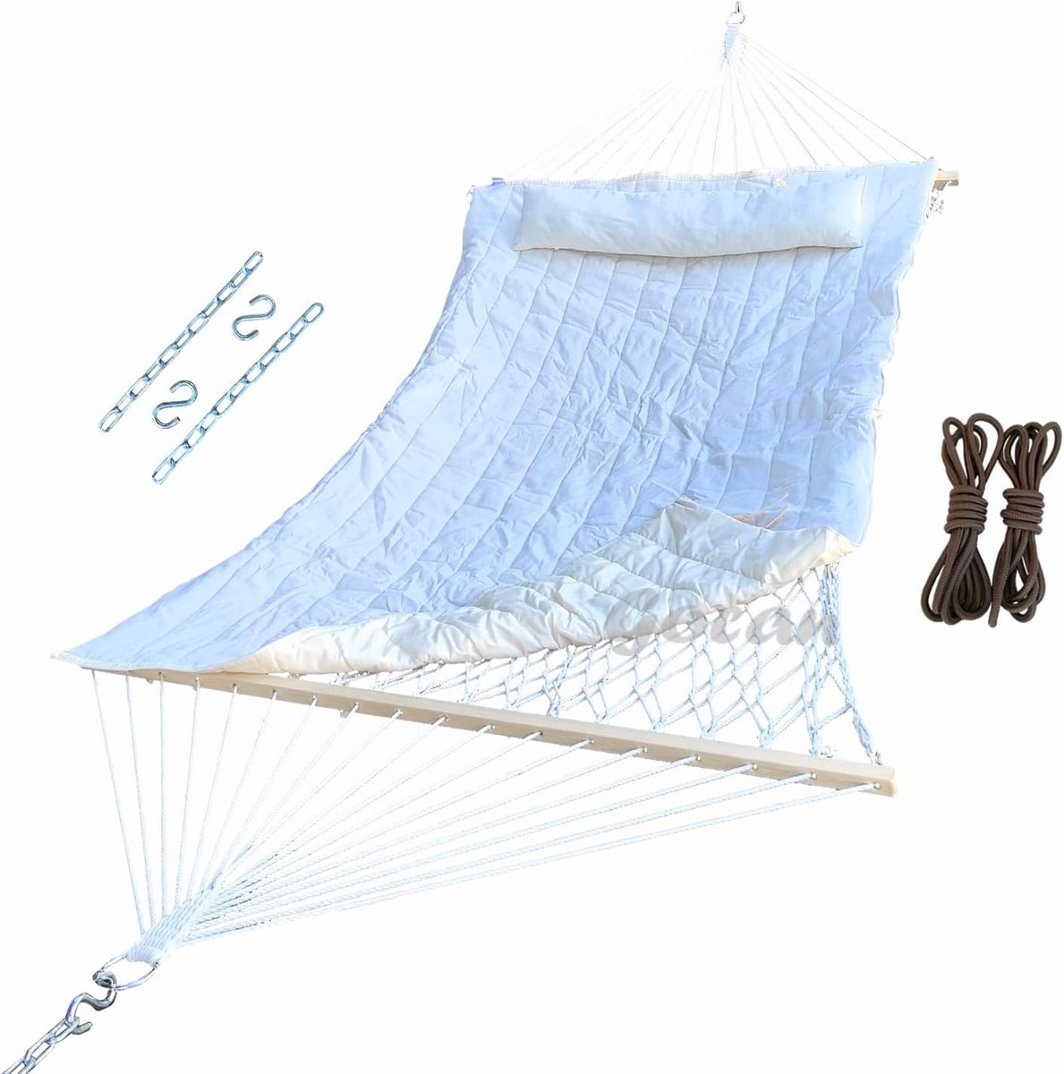 Hangmat - katoenen mesh met kussens - inclusief kettingen, haken en boomriemen - ideaal voor buitengebruik - ShopVlot