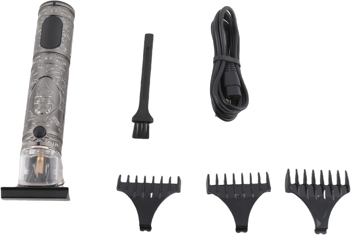Professionele Draadloze Heren Haartrimmer met LCD Scherm, Oplaadbare T-Blade en 4 Opzetkammen voor Thuis en Kapsalongebruik
