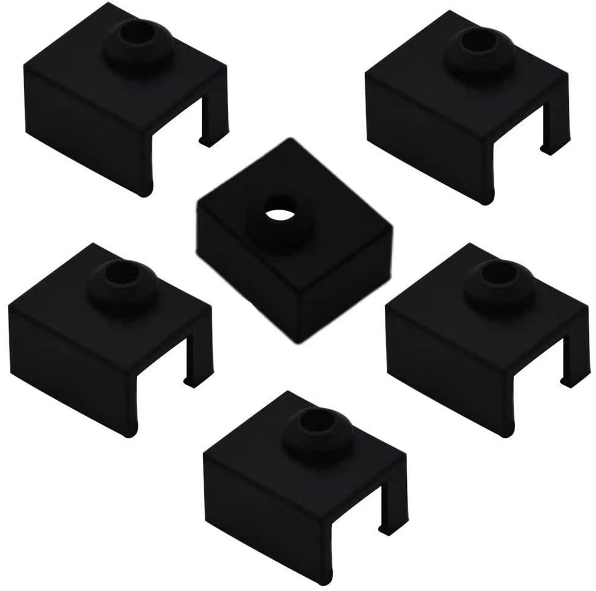 6 Stuks Silicone Verwarmblok voor 3D Printers, Bescherming voor 3D Printer Onderdelen, Accessoires voor Ender 3 S1 en Varianten