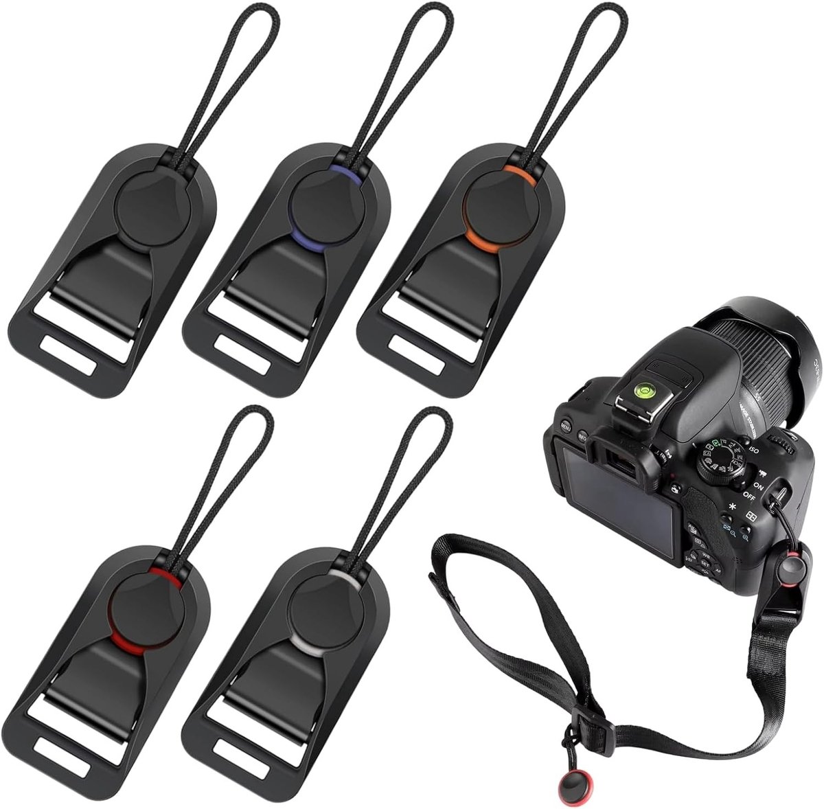 5-delige Snelle Ontkoppelset voor Camera Strap, Verbindingselementen en Polsbanden voor Reflexcamera's, DSLR en Verrekijkers