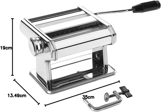 Pastamaker - Pastaroller - Verse pasta maken - 7 diktes instelbaar - 35 x 19 x 135 cm - Zilver van Pastamaker — afbeelding 3