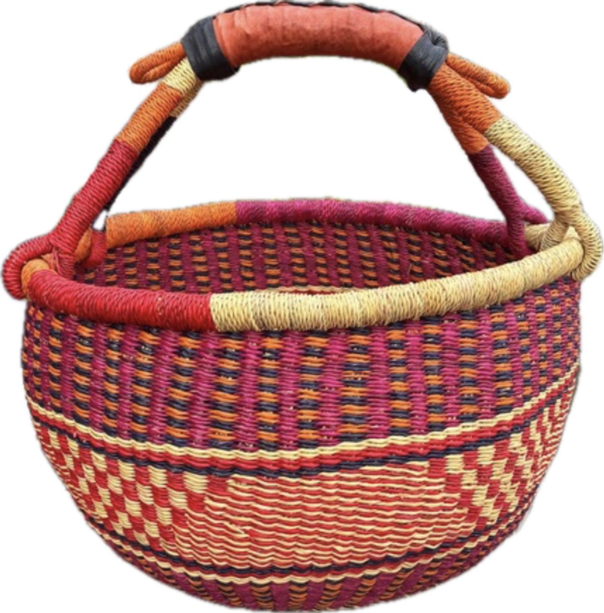 Boodschappenmand - Bolga - leren handvat - Pomme Chatelaine .nl