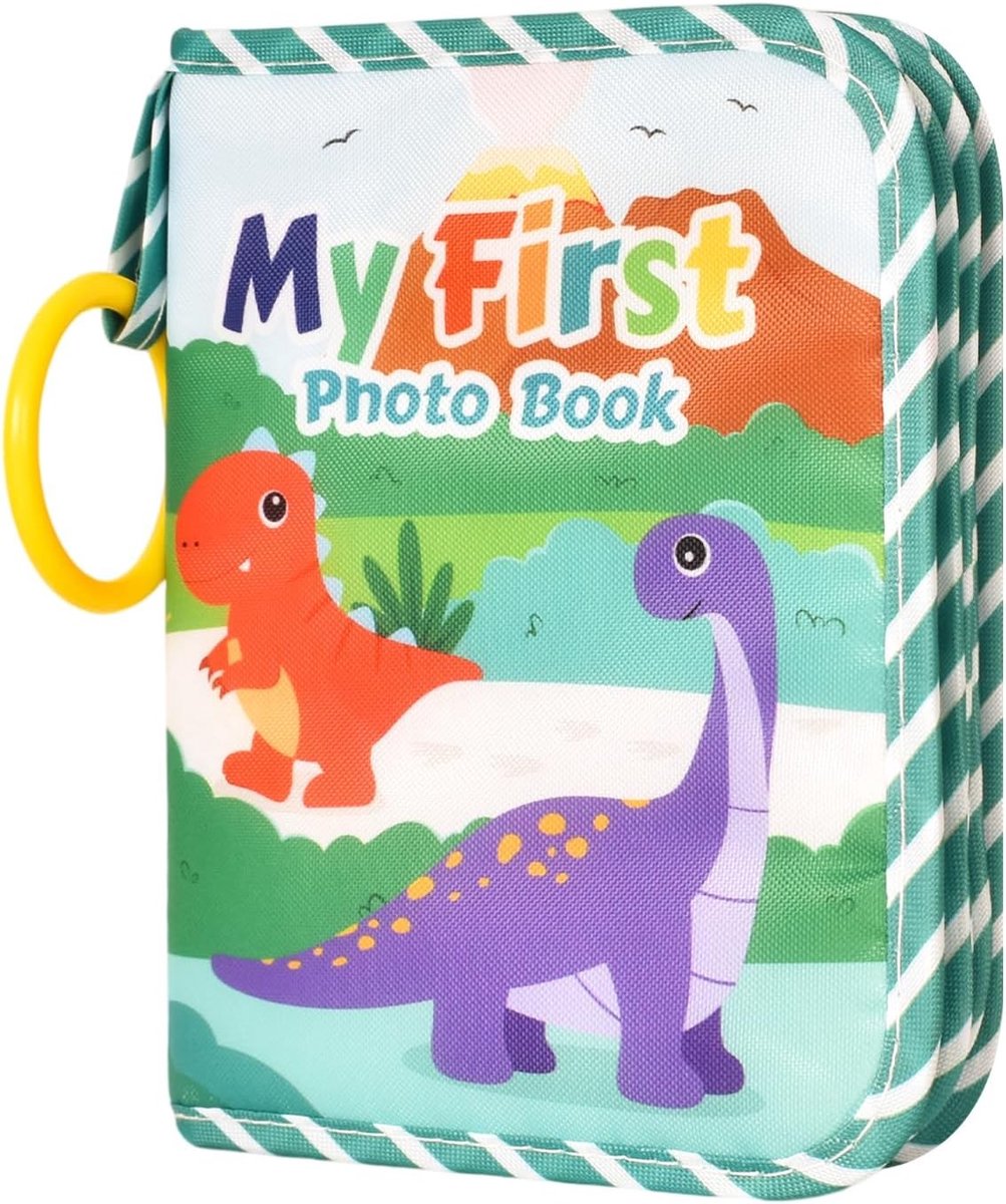 Zacht Baby Fotoalbum met 17 Foto Slots en Veiligheids spiegel | Ideaal voor de Eerste Jaar Herinneringen | Draagbaar Baby Album als Geschenk voor Geboorte of Doop (4 x 6 Inch)