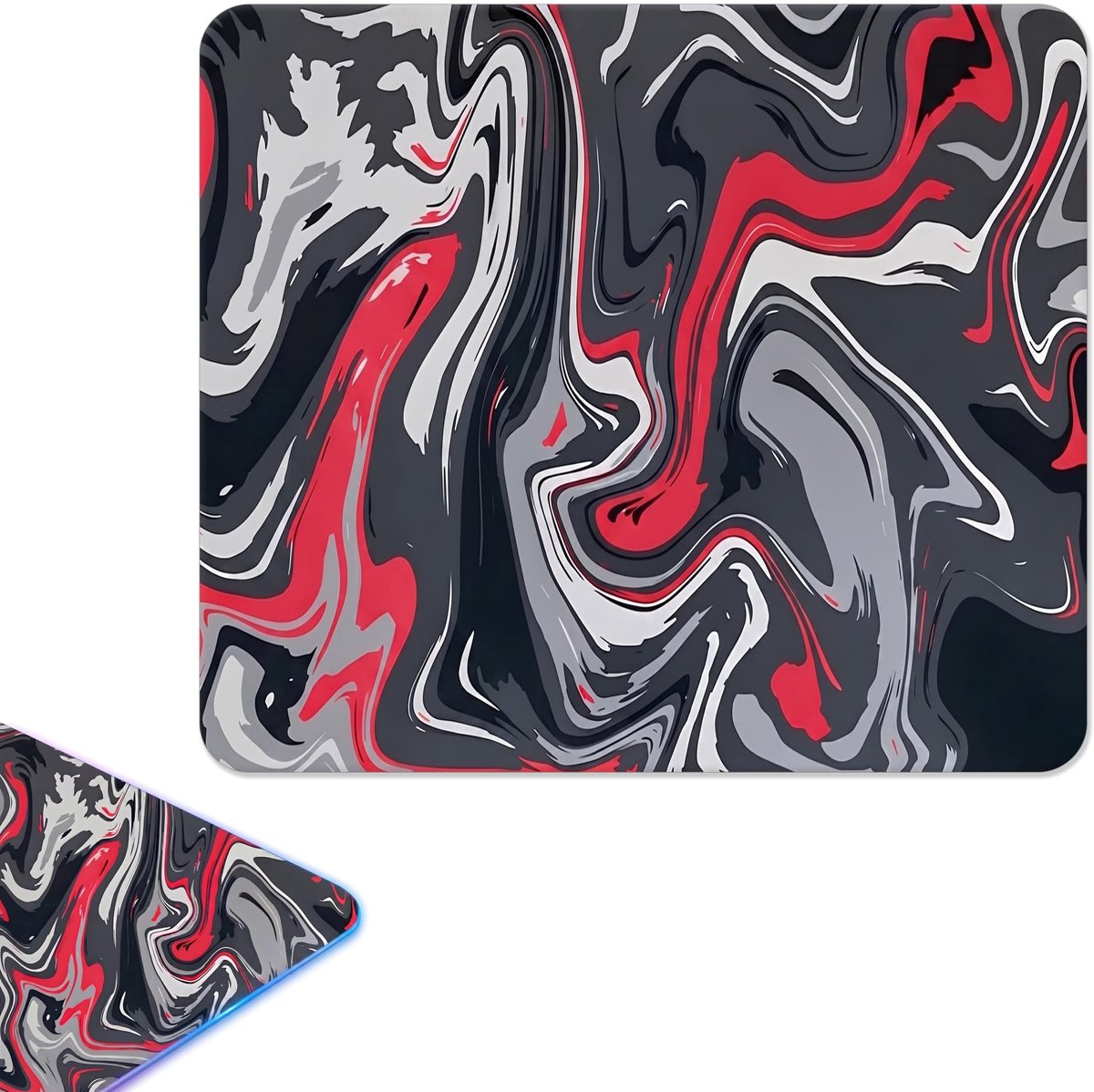 Muismat van gehard glas 300 x 260 mm - Liquid Art Rood - Stijlvol ontwerp - Perfect voor thuis en op kantoor - ShopVlot