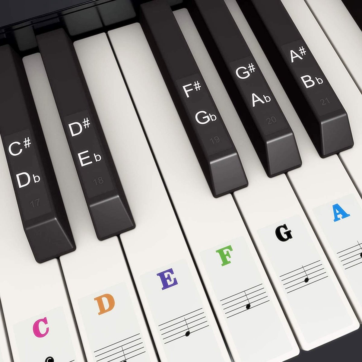 Piano Keyboard Stickers 37/49/54/61/88 Toetsen - Kleurrijke Opmerking Stickers - Transparant en Verwijderbaar - ShopVlot