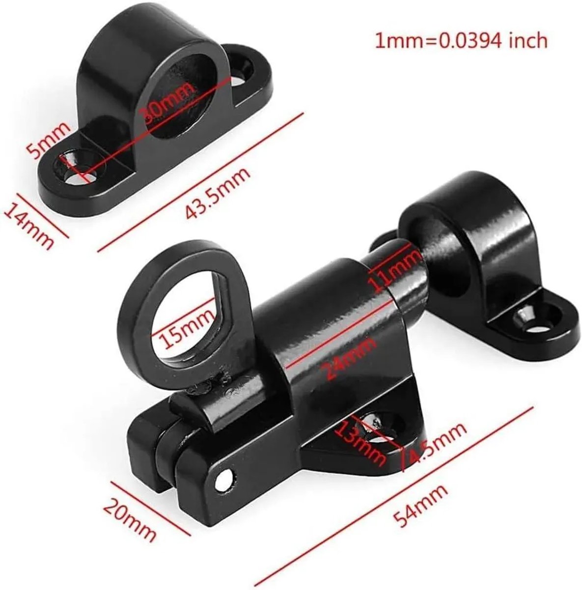 Een set van twee deursloten, gemaakt van een legering, Geschikt voor afmetingen van 43,7 x 43 x 41,7 mm, verkrijgbaar in wit en zwart.