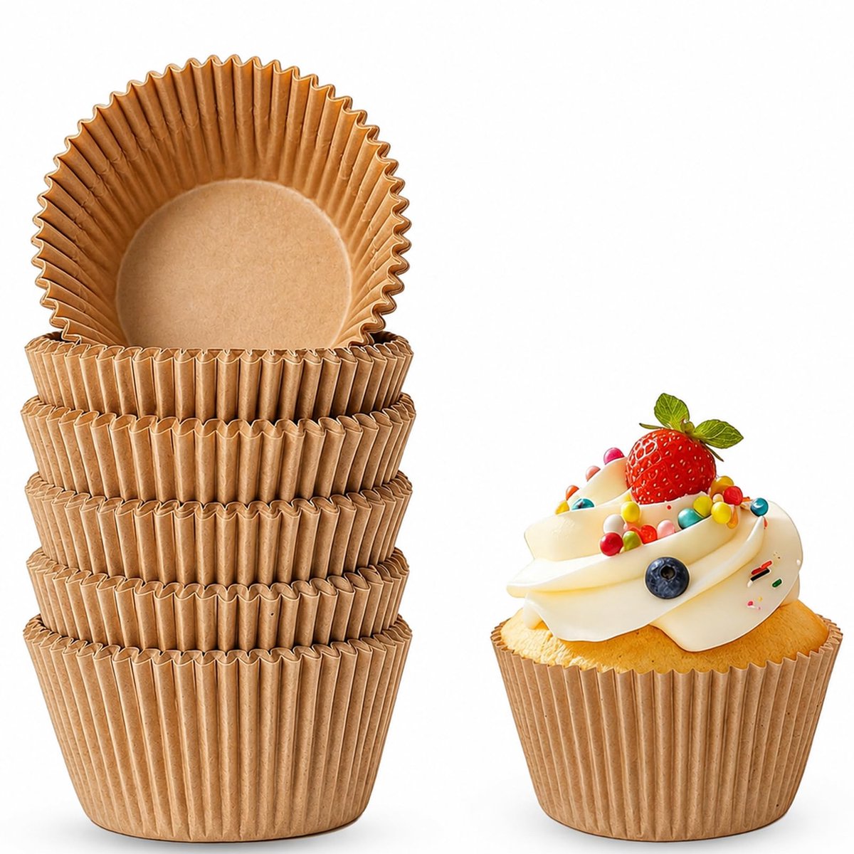 Papieren Muffinvormpjes 100 Stuks - Bruin - Geschikt voor cupcakes - Ideaal voor feestjes - ShopVlot