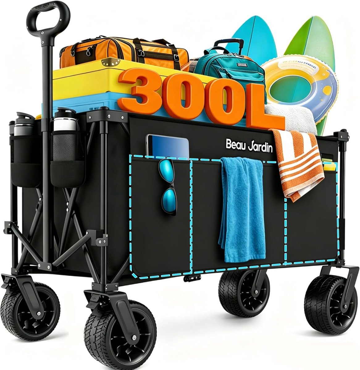 Opvouwbare winkelwagen - lichtgewicht canvas - stevige draagbare wielen - ideaal voor outdoor gebruik - ShopVlot