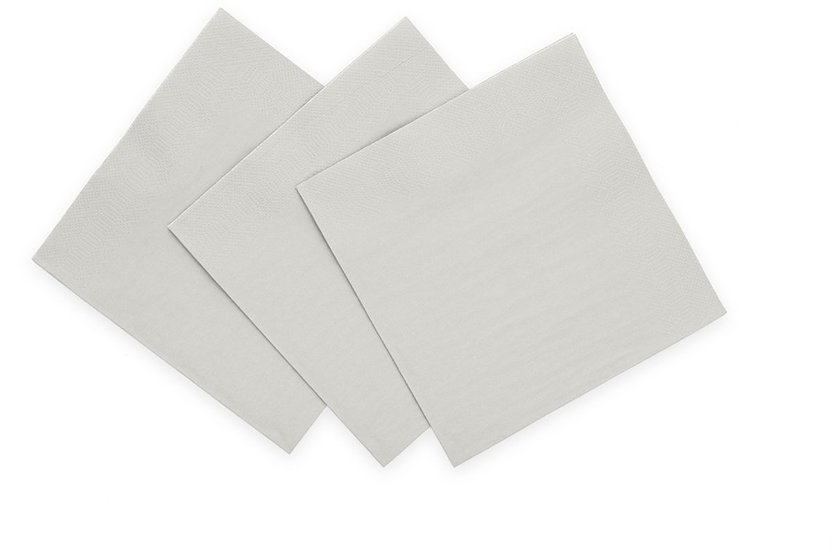 20x Papieren Cocktail servetten 24x24cm 3-laags FSC - Zilver - Feestartikelen