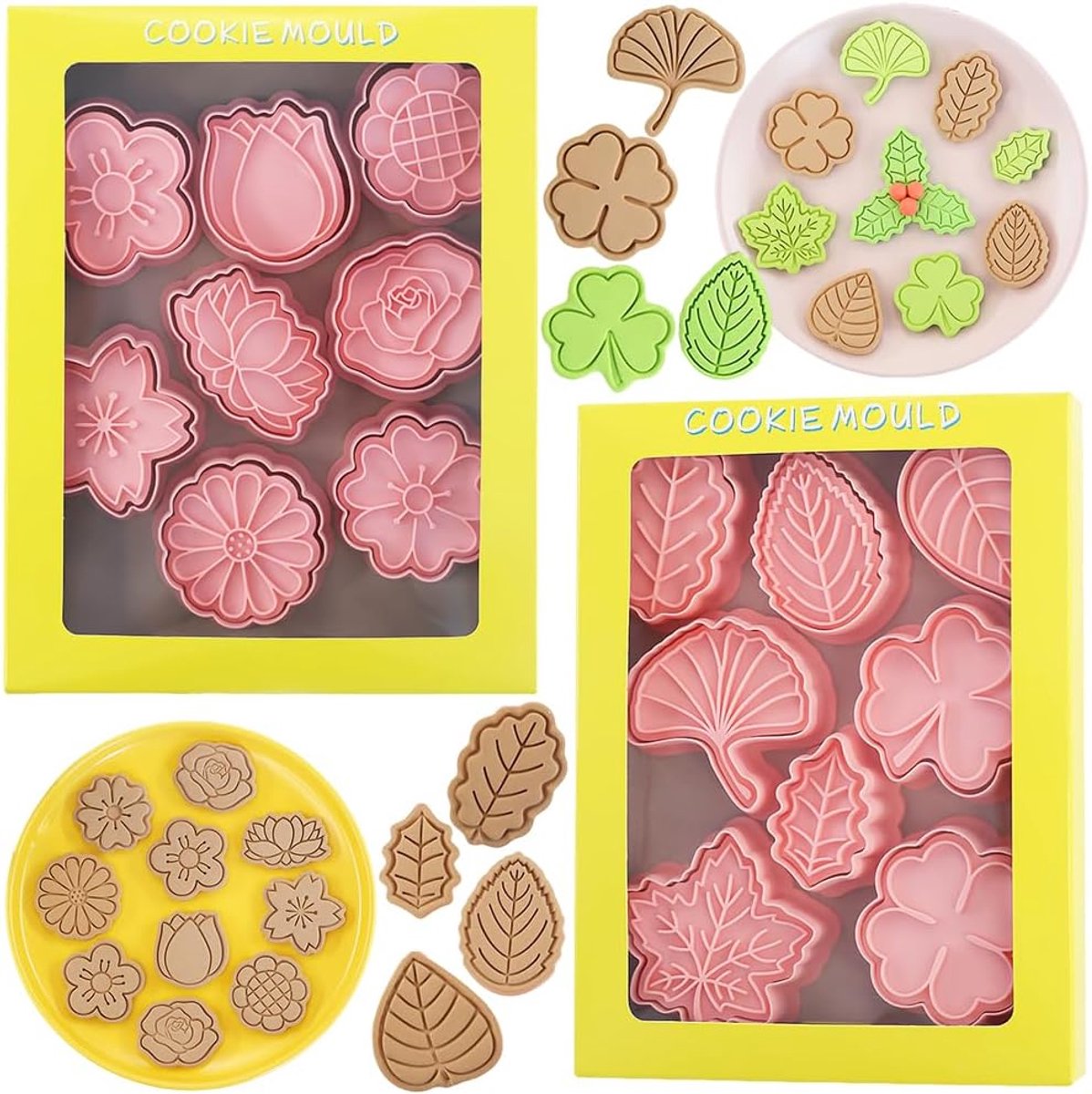 Pack of 16 Flower Cookie Cutters Cookie Cutters 3D Flower Cookie Cutter Cookie Cutters for Kids Cake Fondant - ShopVlot