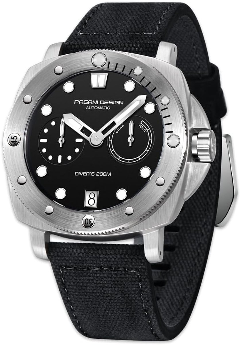 Pagani Design 1767 Automatic Men's Watch, Synthetic Sapphire Stainless Steel Case, 20 Bar, Waterproof Leather Strap - ShopVlot