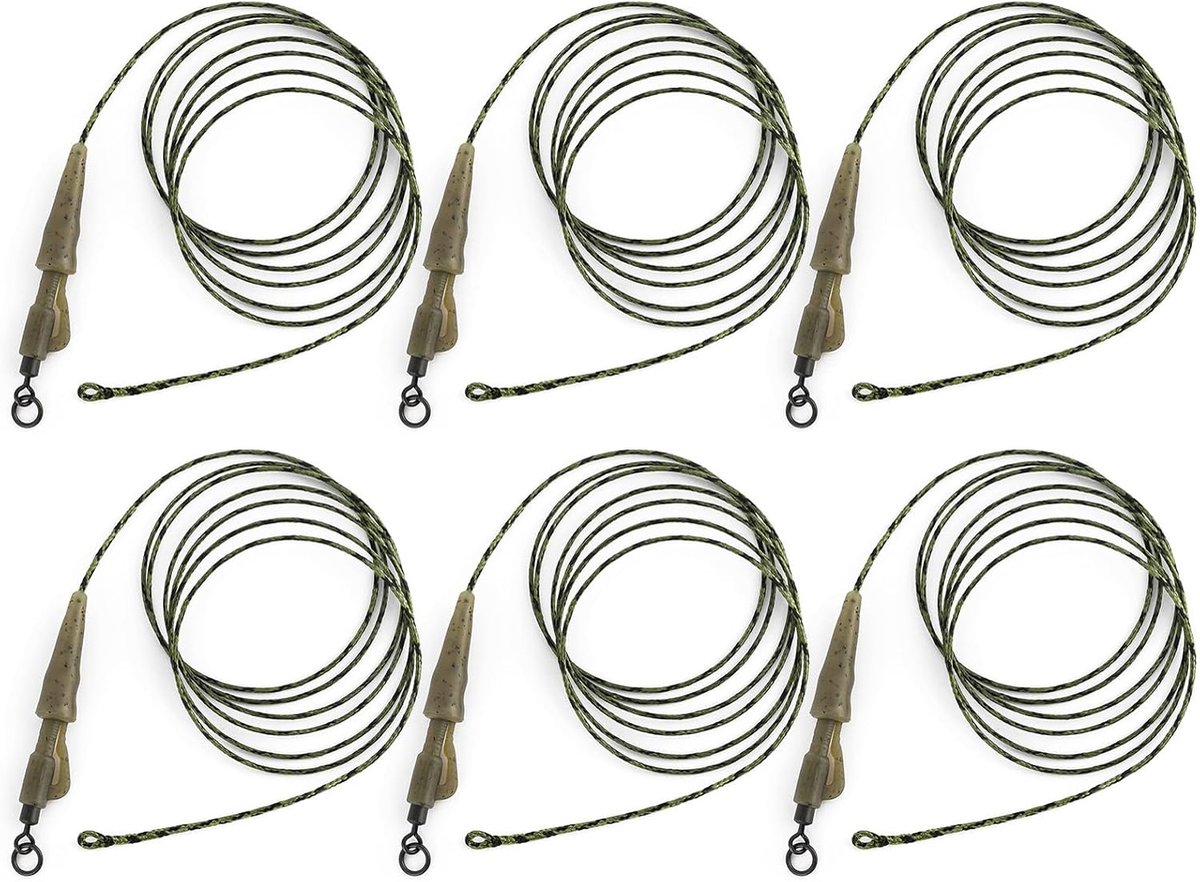 Alwonder 6pcs Leadcore Leaders Ready Tied with Safety Lead Clip, Sleeve, Quick Change Swivel Carp Fishing Tackle - ShopVlot