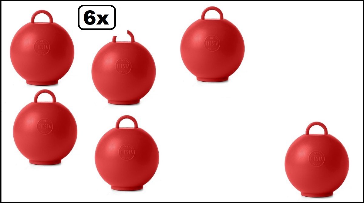 6 stuks Ballon gewicht Kettlebell rood - 75 gram - Tafeldecoratie thema feest ballon party festival