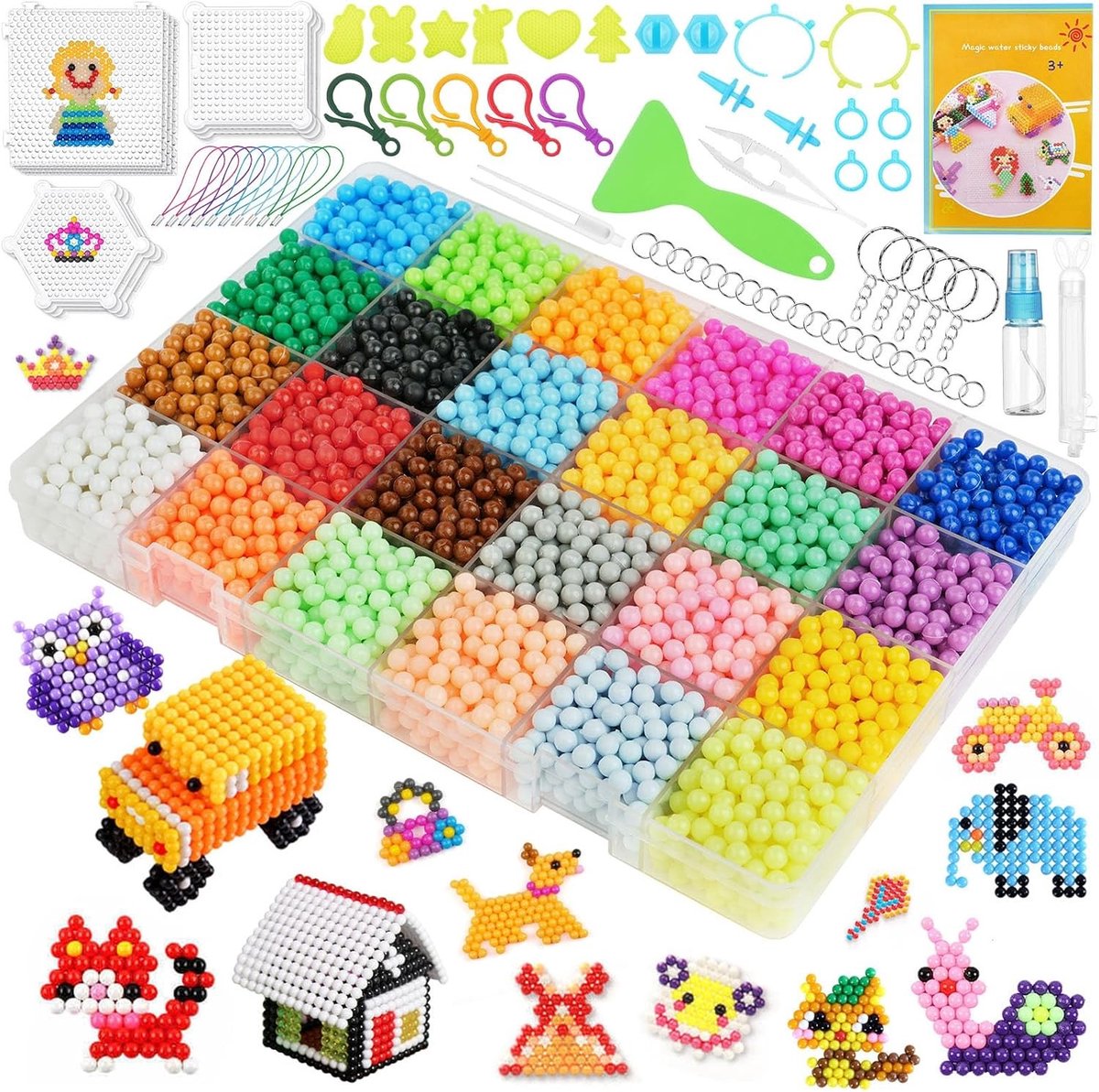 Complete Set van 6800 Water Refill Beads in 24 Kleuren - Creatieve DIY Knutselset voor Kinderen, Perfect als Verjaardagscadeau en Speelgoed