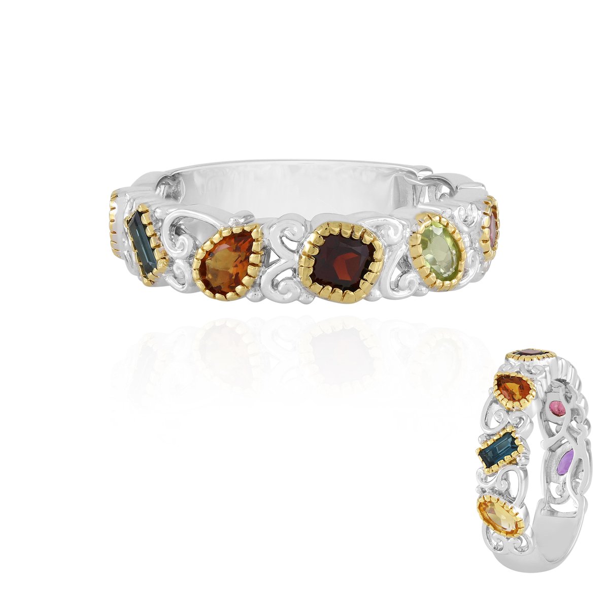 Cavill - Zilveren Ring 925 Sterling Zilver met Madeira Citrien & Amethist - 1,233 ct - Kleurrijke Edelsteenring - Elegant & Stijlvol