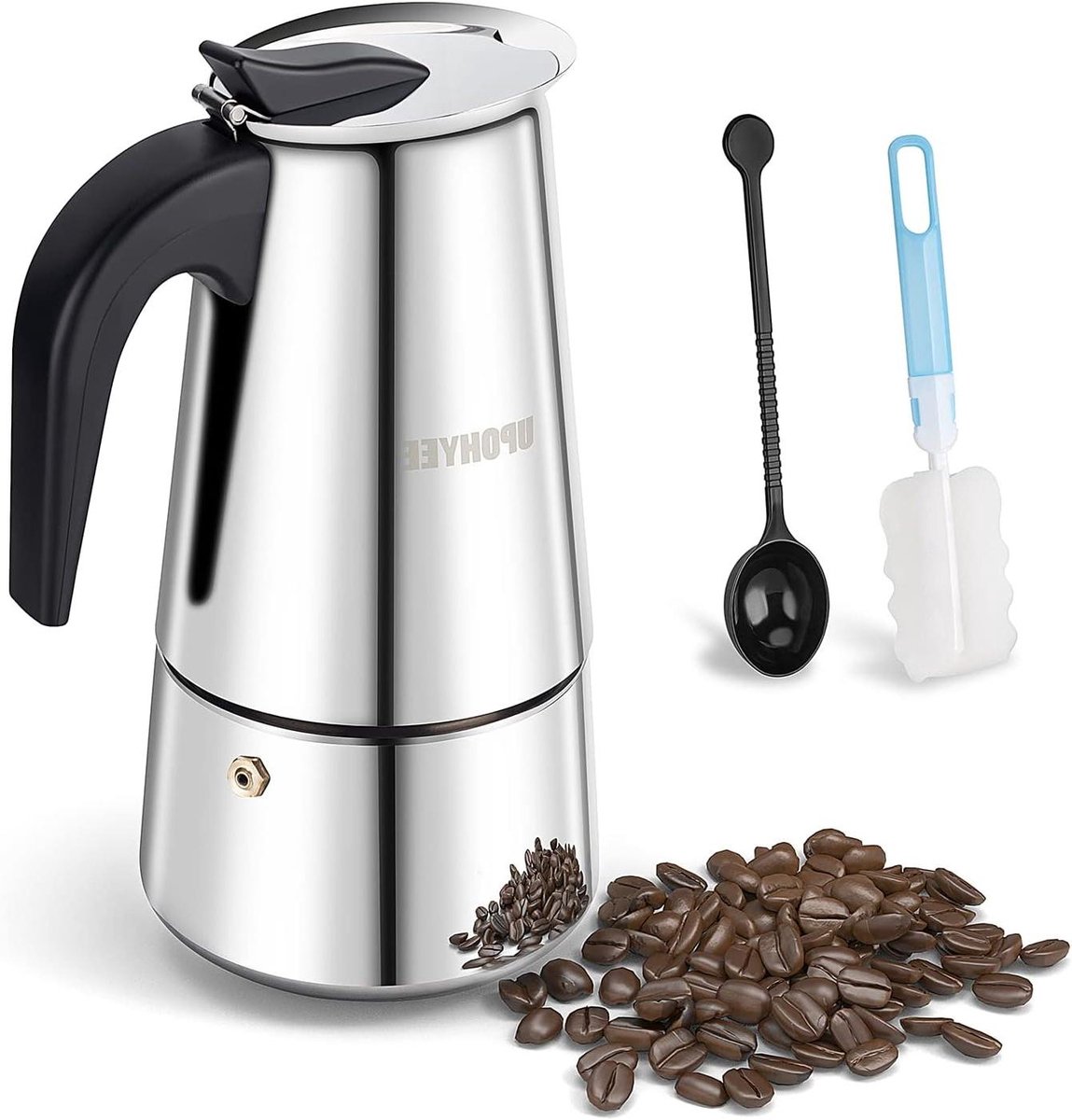 Espressomachine - Koffiepot Mokkapot - Thuis Koffie Maken - Inductie Geschikt - 10 Kopjes - Zilverkleurig