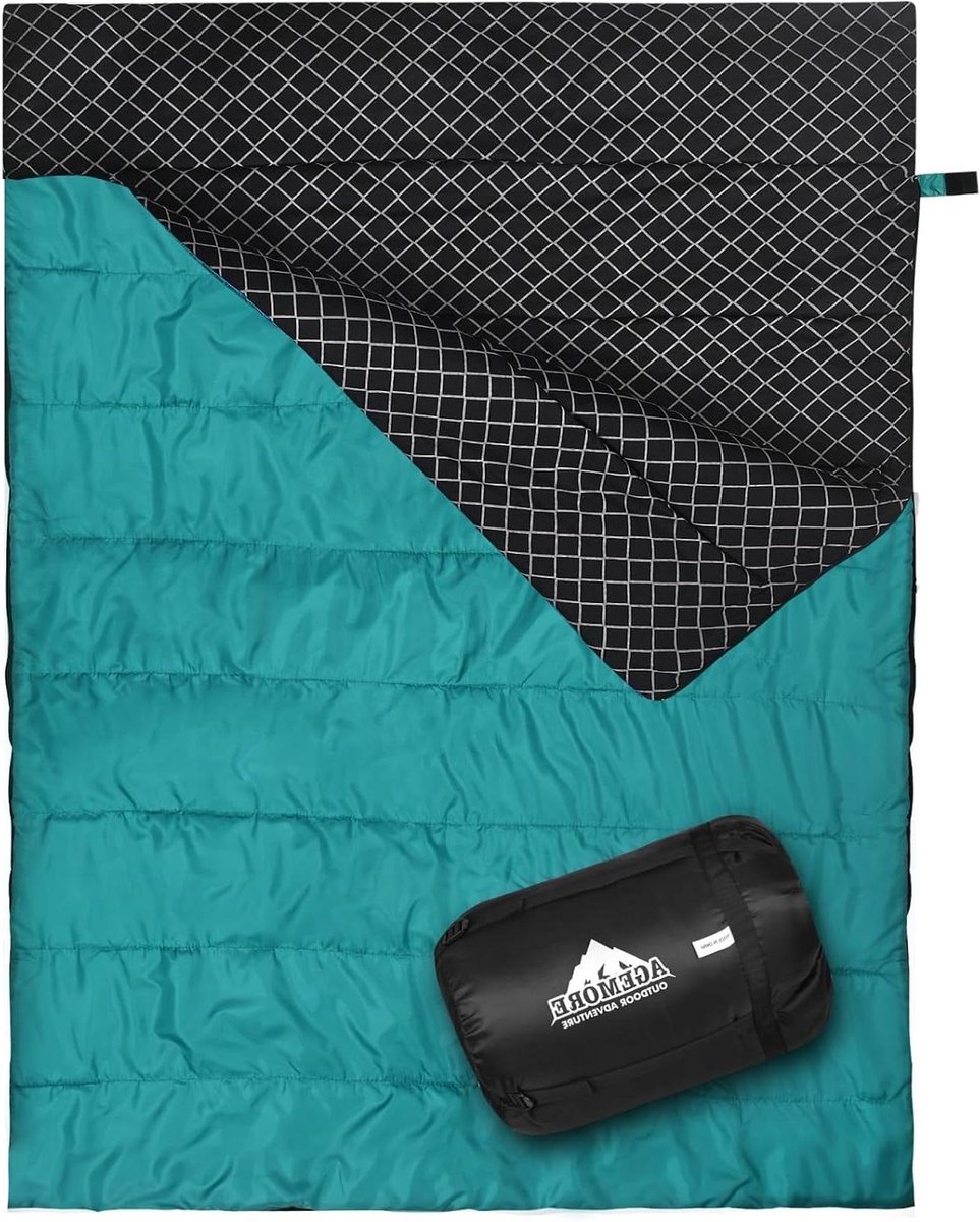 Dubbele Slaapzak - Tweepersoons Slaapzak - Kamperen en Reizen - Waterdicht Flanel - Queen Size - Zeeblauw