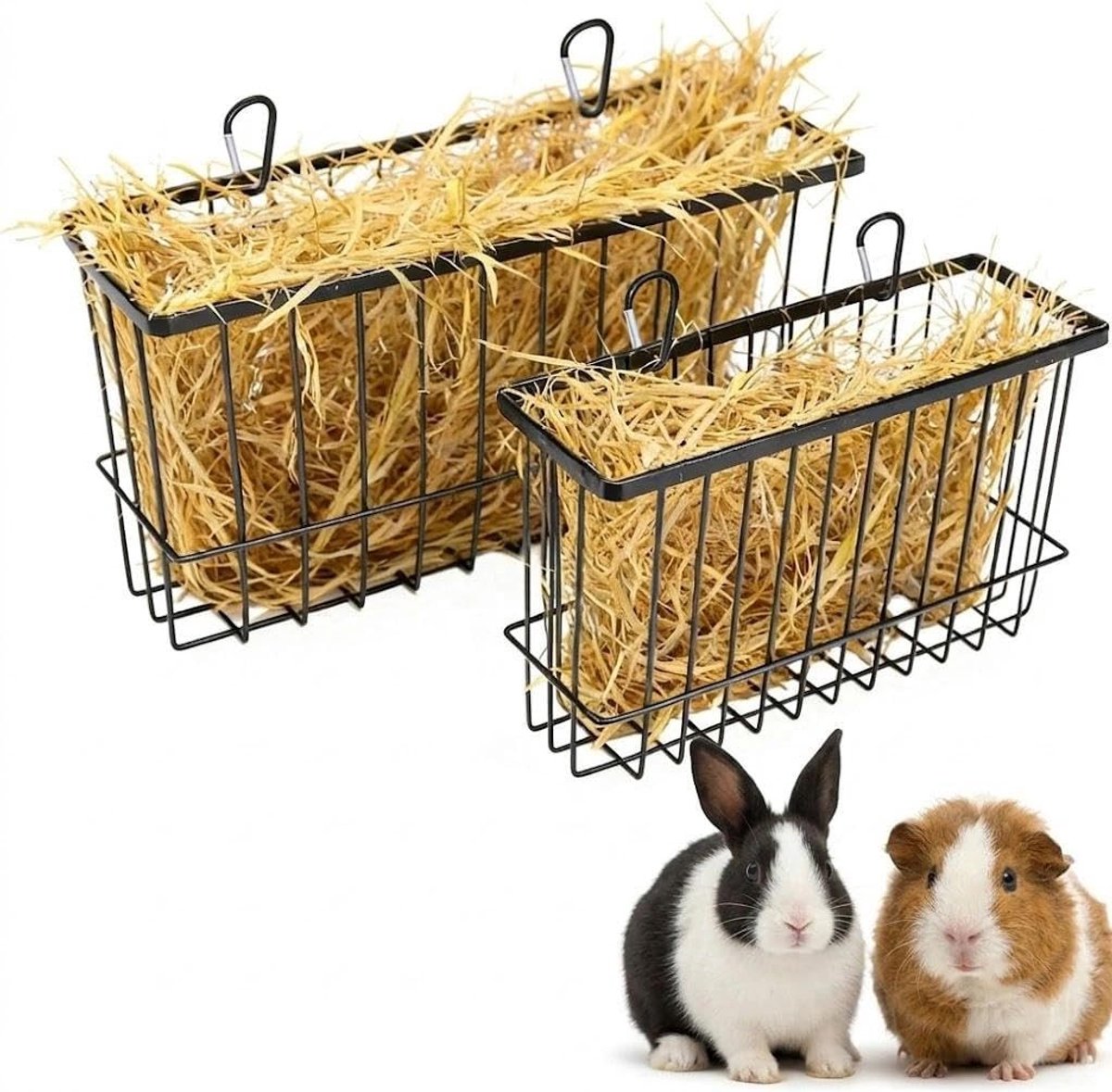 Voederdispenser voor Hooi met Haken, Hooi Tray voor Konijnen en Cavia's, Geschikt voor Grote en Middelgrote Dieren