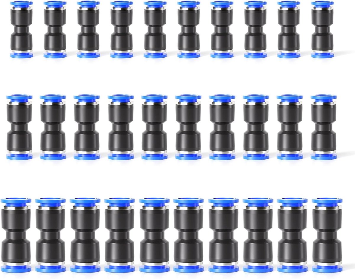 Push connectors 30 stuks - rechte kunststof - snelle koppeling - ideaal voor luchtleidingen - ShopVlot