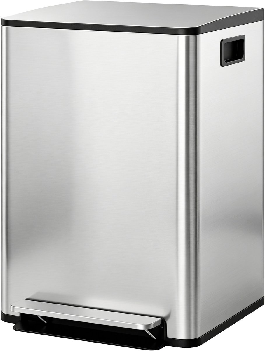 Homcom Prullenbak-Roestvrij staal, kunststof-47,7L x 37,5B x 66,8Hcm-Zilver